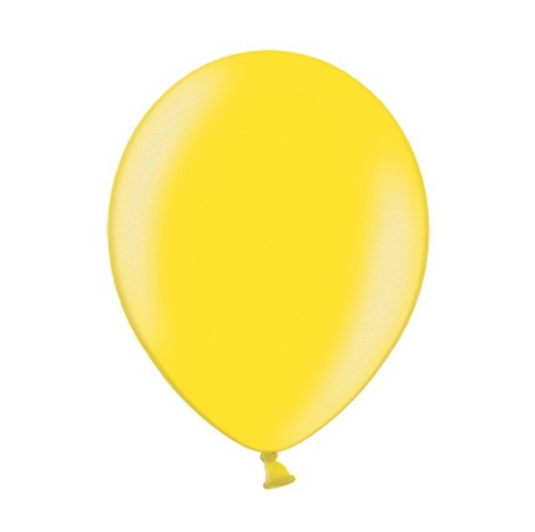 100 globos látex metalizados amarillo limón 25cm