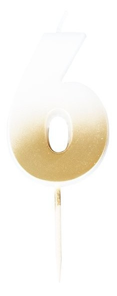 Number 6 cake candle ombre gold