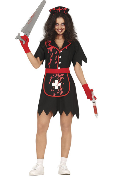 Czarny damski kostium pielęgniarki zombie