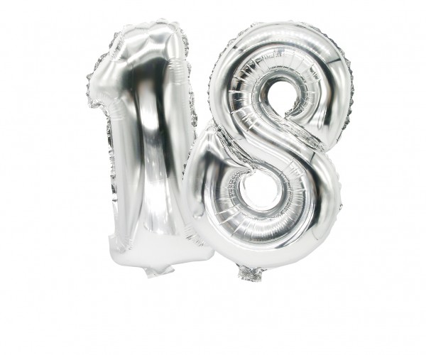 Folieballon nummer 8 zilver 35cm 2