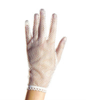 Widok: Eleganckie białe siateczkowe rękawiczki damskie