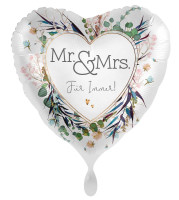 Herz Folienballon Mr und Mrs 45cm
