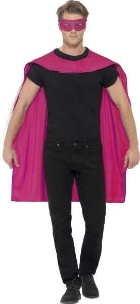 Pinker Superhero Umhang mit Augenmaske