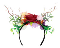 Diadem with colorful flowers and branches