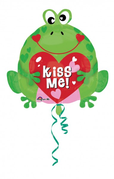 Folienballon Kiss me Frosch 45cm
