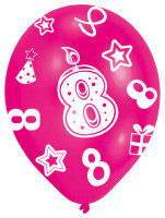 Förhandsgranskning: 6 färgglada ballonger 8-årsdag 27,5 cm