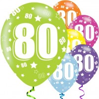 6 Holo 80th Birthday Luftballons 28cm