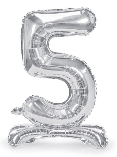 Silver 5 stående folieballong 70cm