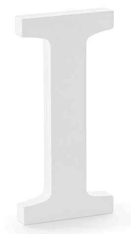 Drewniana litera I biała 9,5 x 20cm