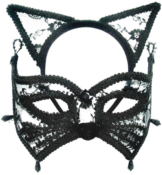 Cat Eye Mask fatta di pizzo con orecchie