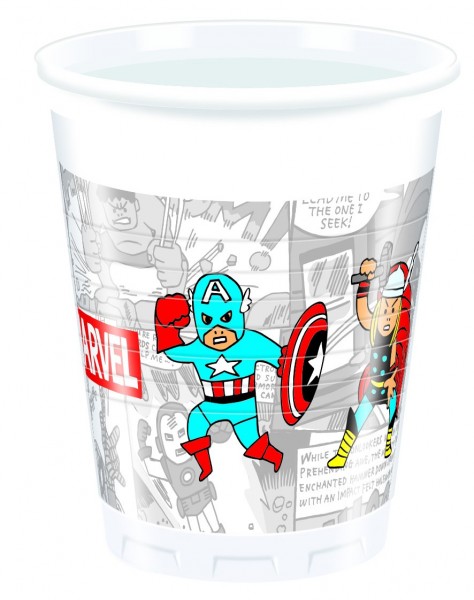 8 Marvel Comic Heroes Cups 200ml
