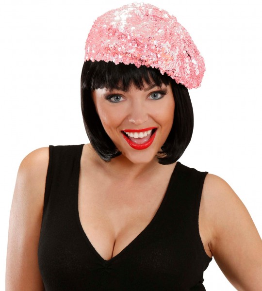 French style sequin beret pink 2