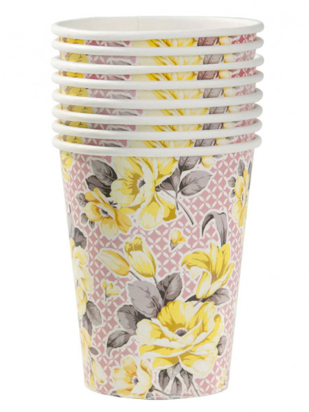 12 vintage paper cups peonies 250ml