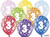 6 vilda 3-årsdagsballonger 30cm
