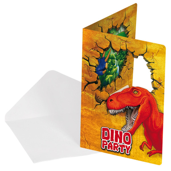 6 Dino Abenteuer Einladungskarten