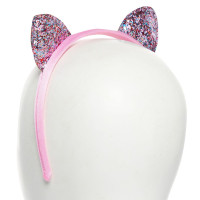 Anteprima: Cerchietto glamour con orecchie di gatto rosa