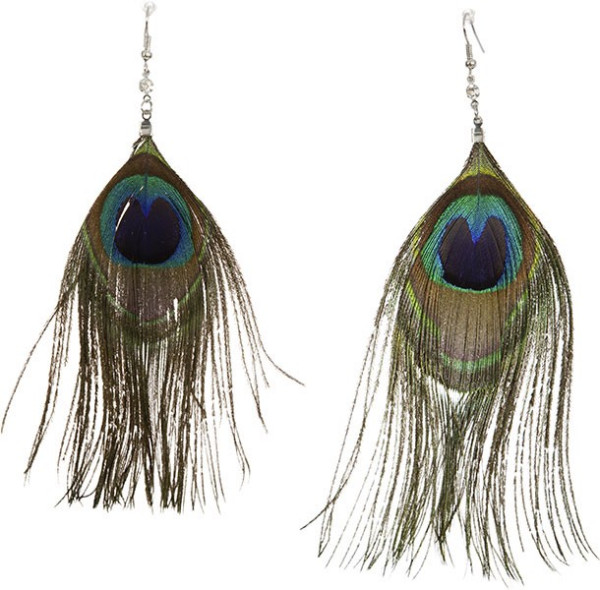 Classic peacock feather earrings Lisa