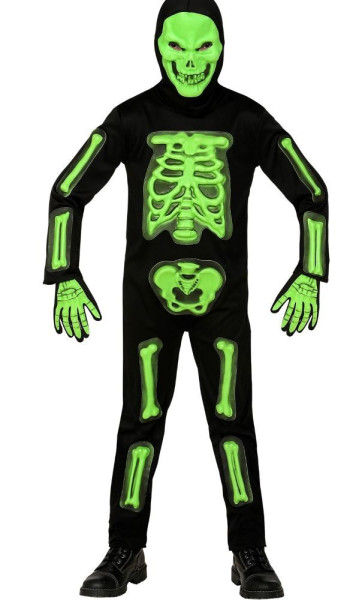 3D jumpsuit skelet neongrøn