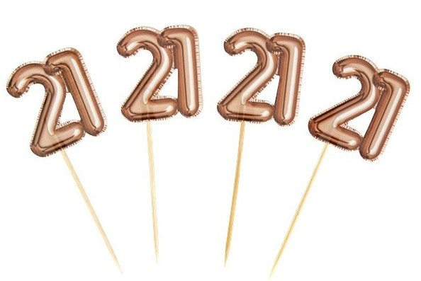 20 pinchos de cupcake 21 cumpleaños oro