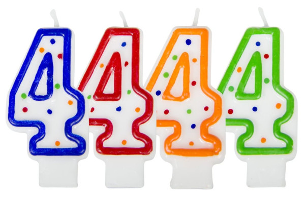 Number candle 4 colored 7cm