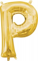 Mini folieballong bokstaven P guld 35cm