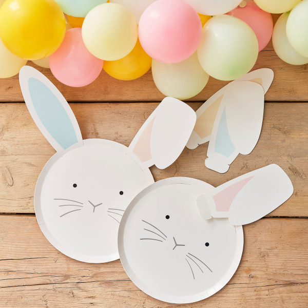 8 rabbits paper plates Easter luck 25cm