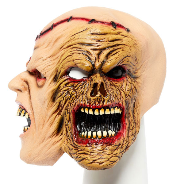Horror dubbel zombie-latexmasker 4