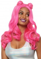 Neon UV wig for women in pink