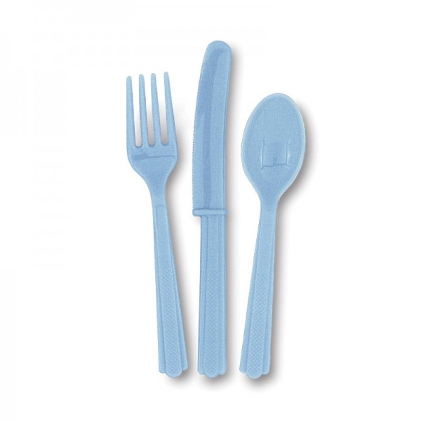 Party cutlery set Luise Azure blue 18 pieces