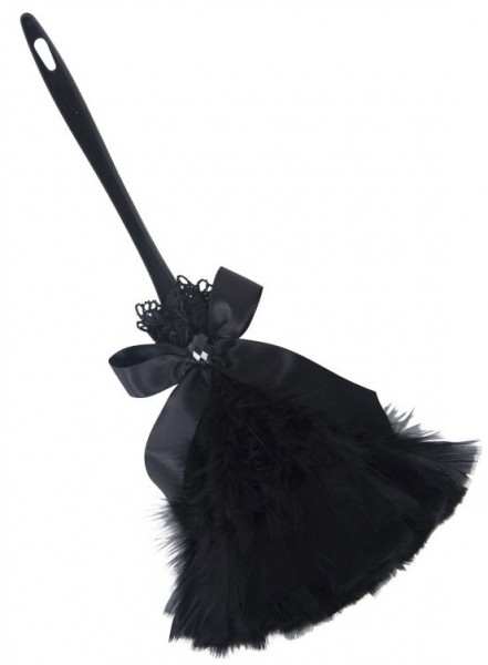 Fluffy chambermaid feather duster with satin ribbon