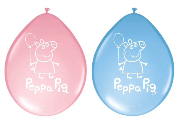 8 st Peppa Pig Födelsedagsballonger 30cm