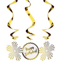 3 golden glamor spiral hangers 70cm