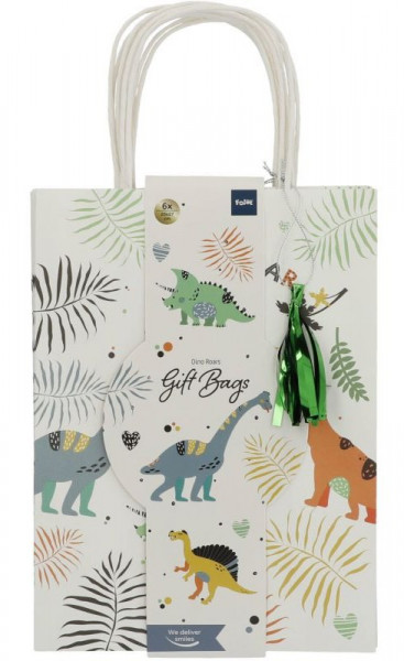 6 Little Dino gift bags 27x20cm