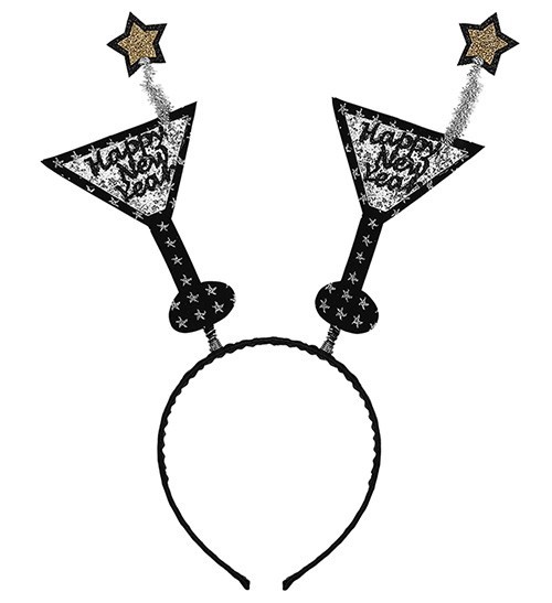 Nytårs hovedbøjle med martini briller sølv