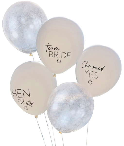 5 Shiny Bride Hen Party Ballons 30cm