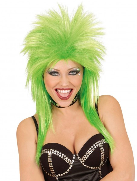 Neon green rock tube wig