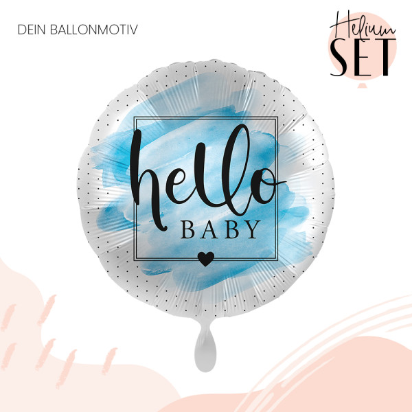 Welcome Baby boy Ballonbouquet-Set mit Heliumbehälter 2