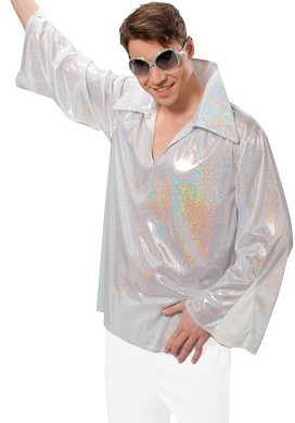 Męska koszula w kolorze srebrnym disco