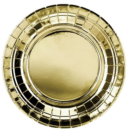 6 Gold metallic Pappteller 18cm