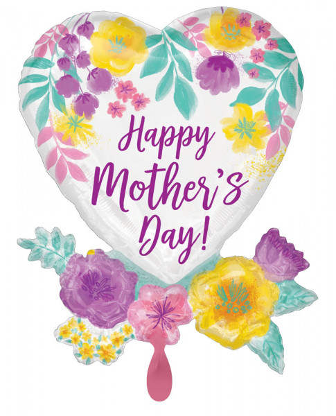 Happy Mothers Day Flower Heart Balloon 76cm
