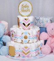 Aperçu: Ensemble de décoration de gâteau de couches Baby Shower or-pastel