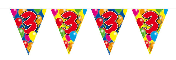 Balon na proporczyk Urodziny numer 3