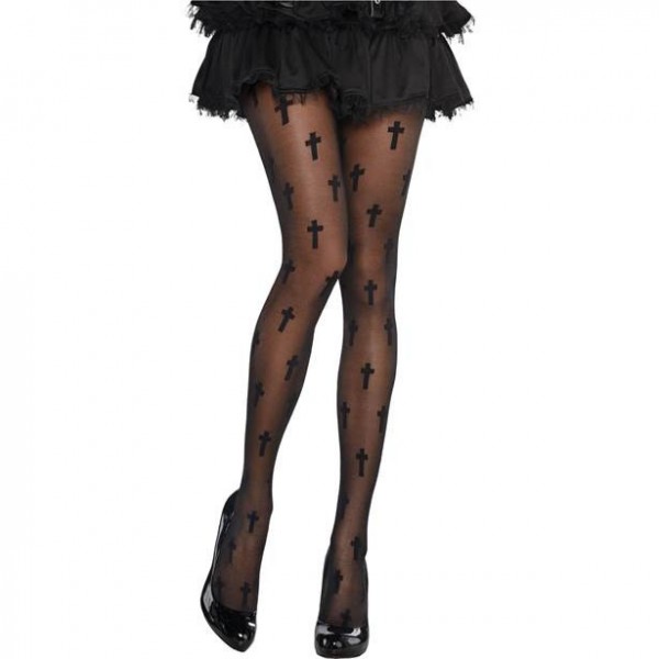 Black cross tights for women one size