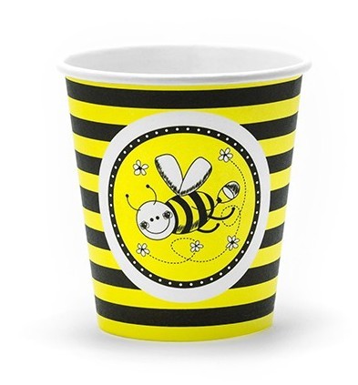 6 cute bees paper cups 180ml