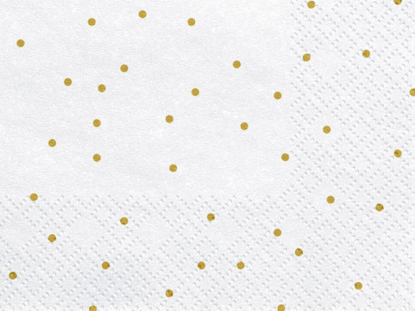 20 Napkins White w/ Gold Dots 33cm