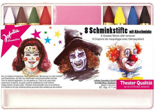 8 ołówków do makijażu z płynem do demakijażu o jakości teatralnej
