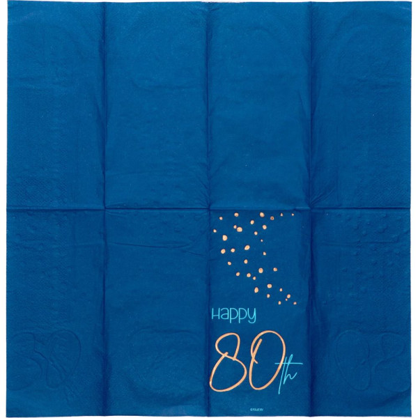 10 Elegant Blue 80th Birthday Servietten 33cm 3