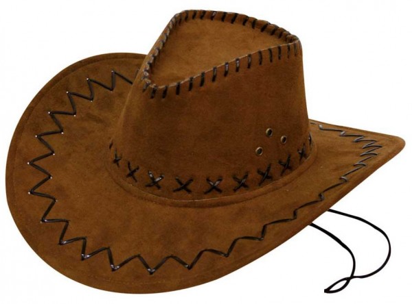 Cappello da cowboy in pelle scamosciata-look marrone