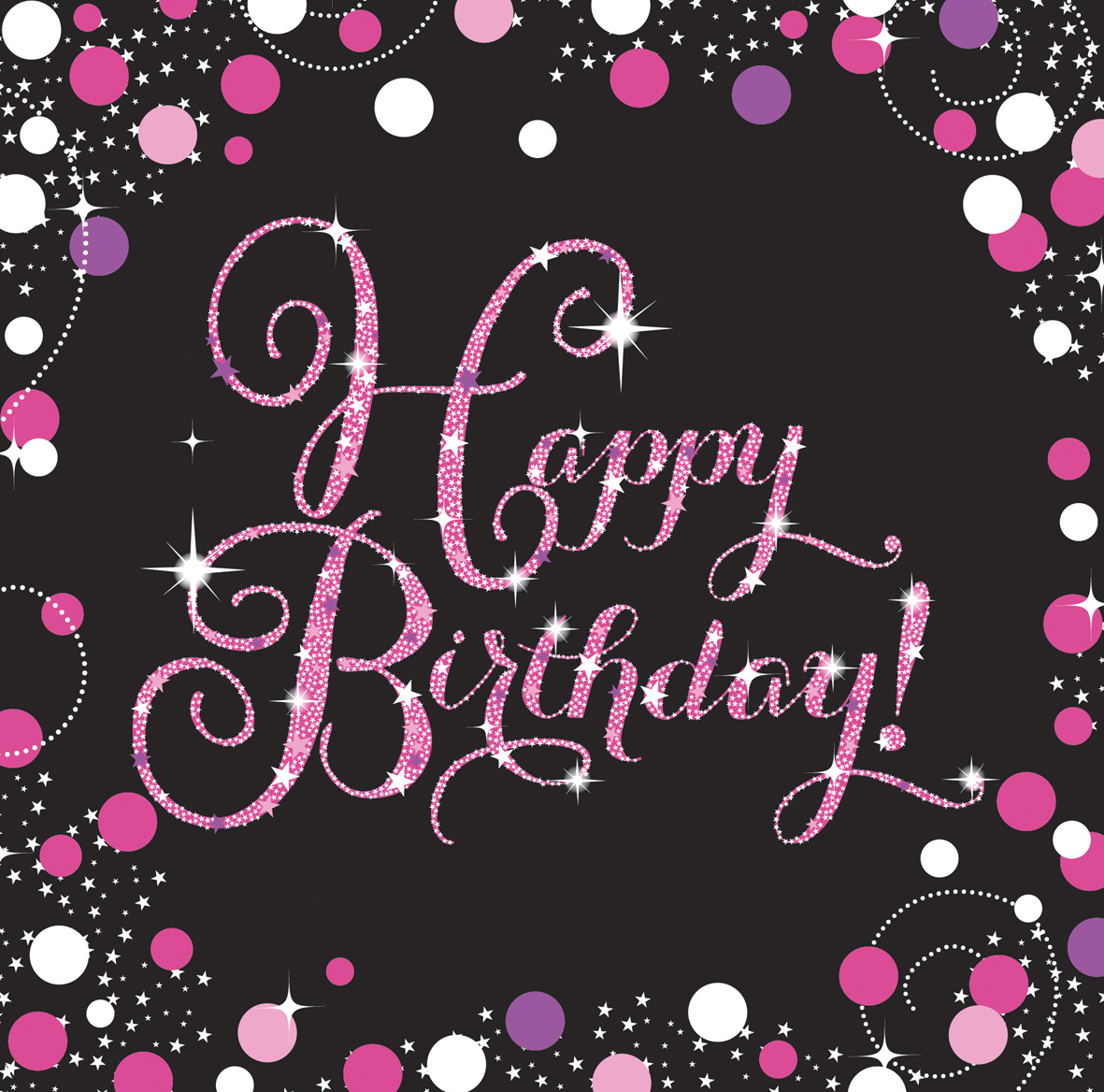 16 Pink Happy Birthday Servietten 33cm