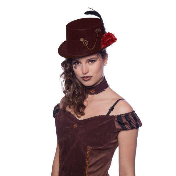 Sombrero de copa Steampunk marrón